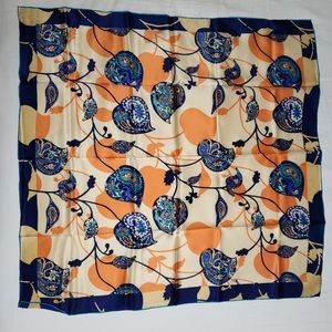 Blue and orange silk scarf new